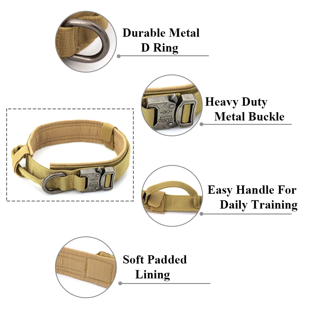 Ensemble collier et laisse de dressage tactique réglable pour chien