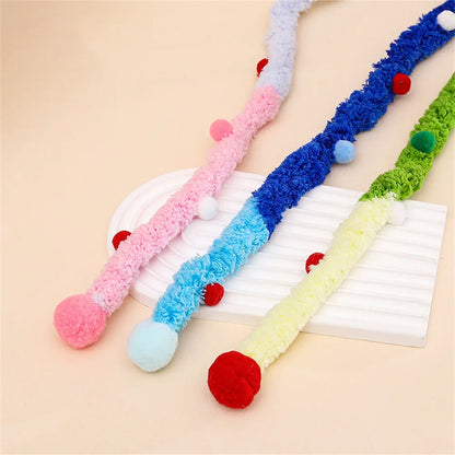 Rainbow Stripes Cat Toy Stick with Bell