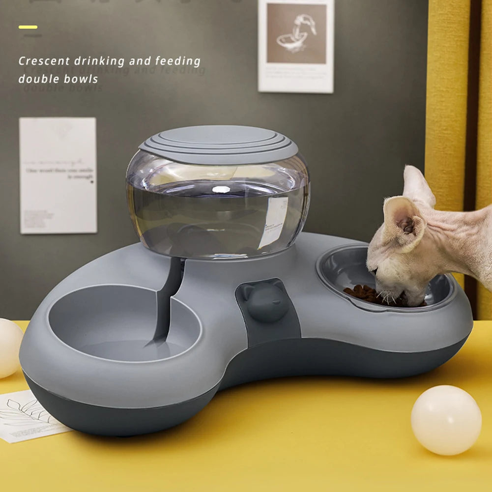 2-in-1 Automatic Pet Water Drinker & Food Bowl