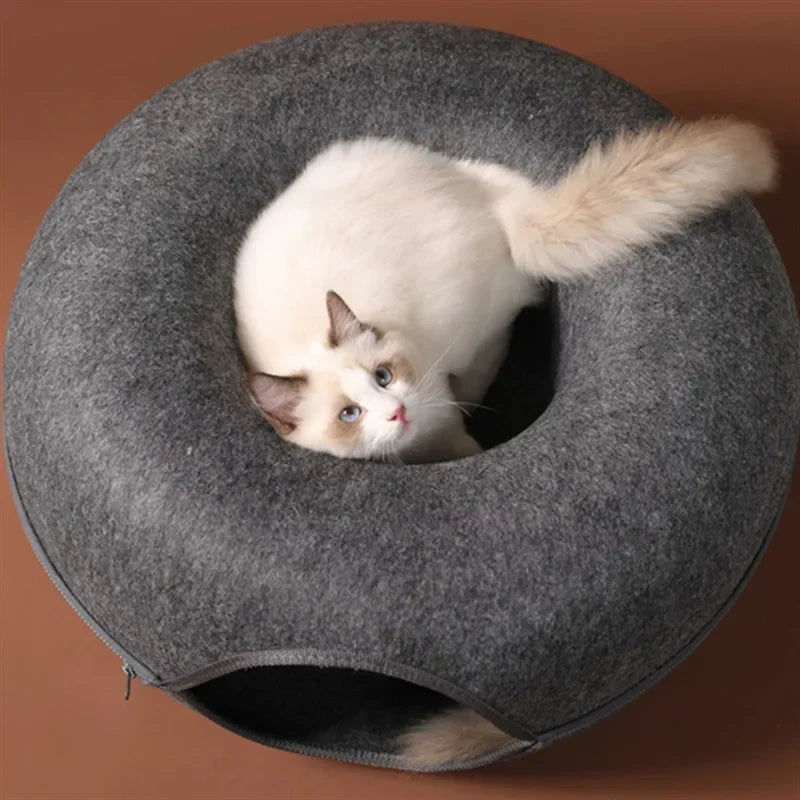 2-in-1 Donut Cat Bed & Tunnel