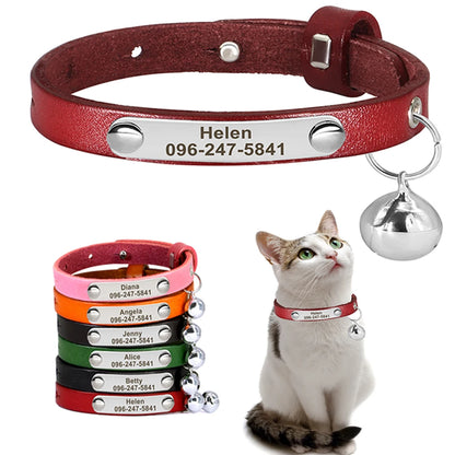 Personalized Leather Cat Collar