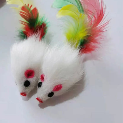 Interactive Cat Toy – Feather Mouse with Fleece & Fun Colors