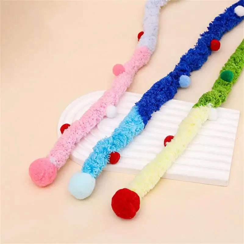 Rainbow Stripes Cat Toy Stick with Bell