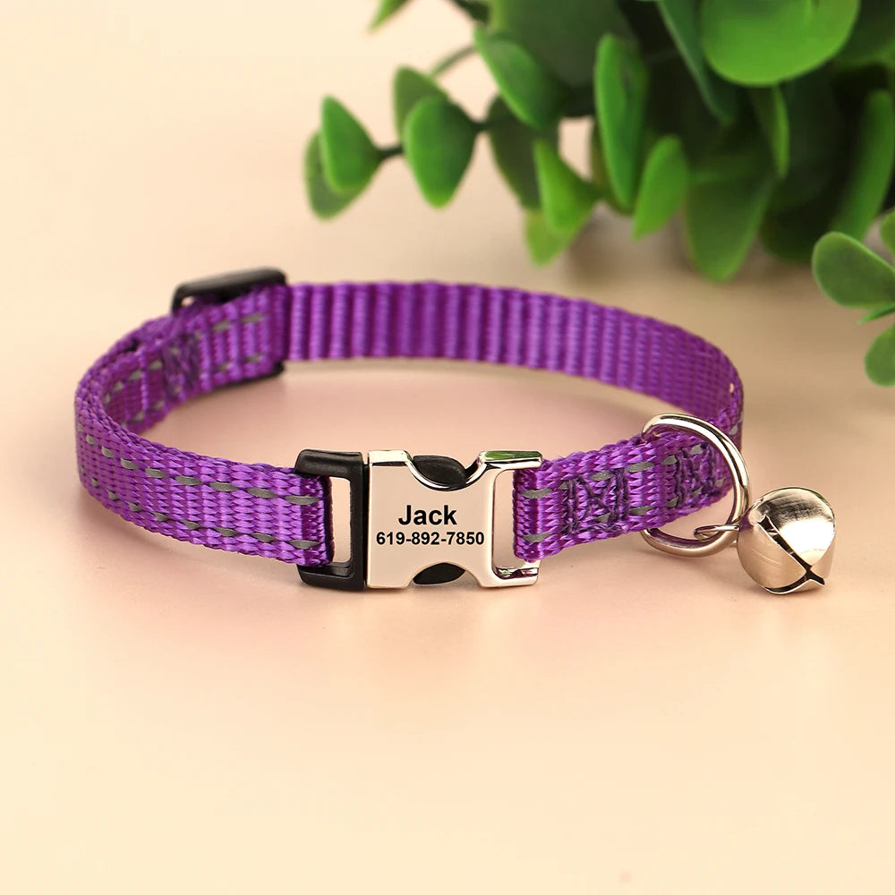 Collier réfléchissant personnalisé pour chat et chien