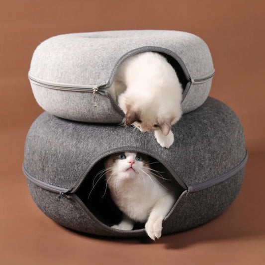 2-in-1 Donut Cat Bed & Tunnel