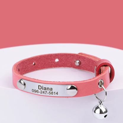 Personalized Leather Cat Collar