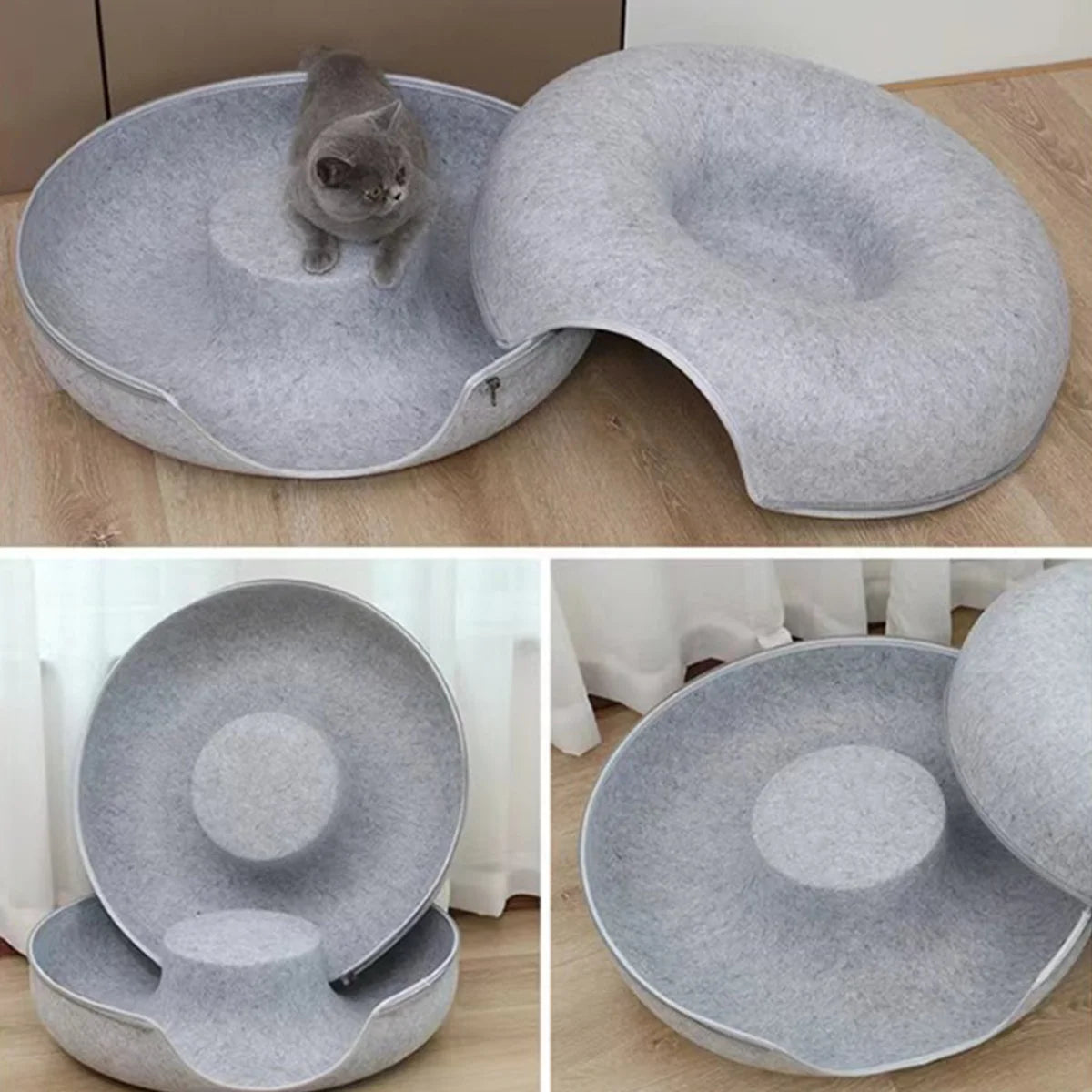 2-in-1 Donut Cat Bed & Tunnel