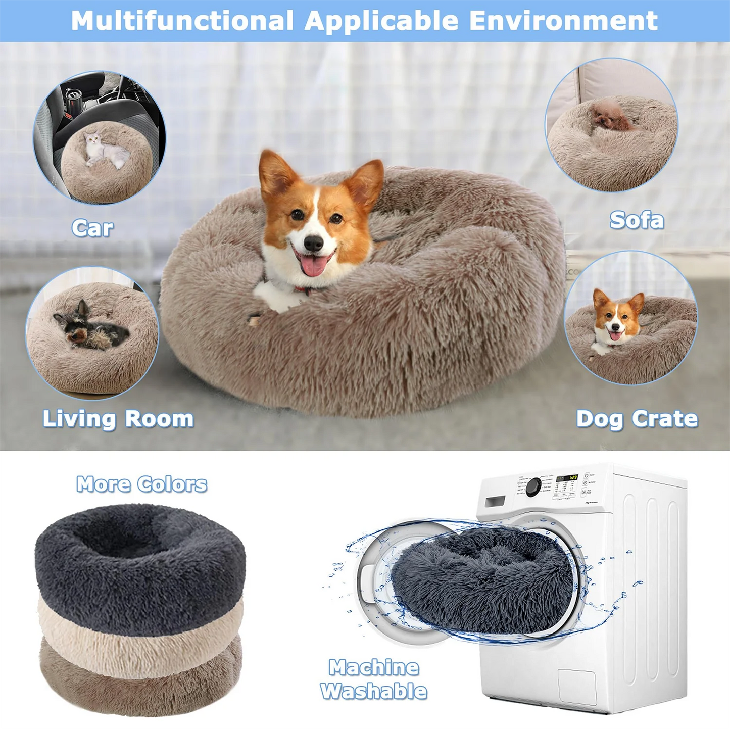 Round Pet Bed for Large Dogs