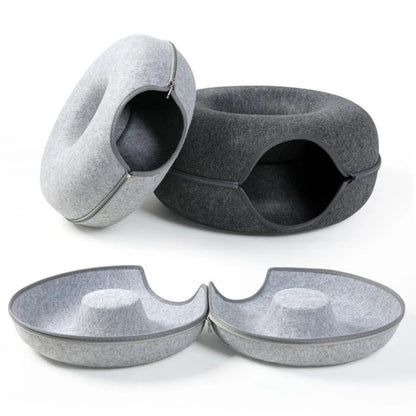 2-in-1 Donut Cat Bed & Tunnel