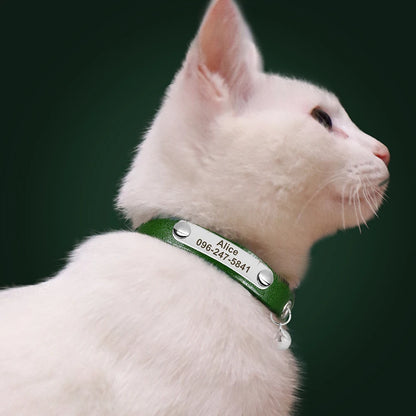 Personalized Leather Cat Collar