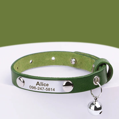 Personalized Leather Cat Collar