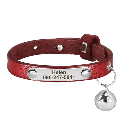 Personalized Leather Cat Collar