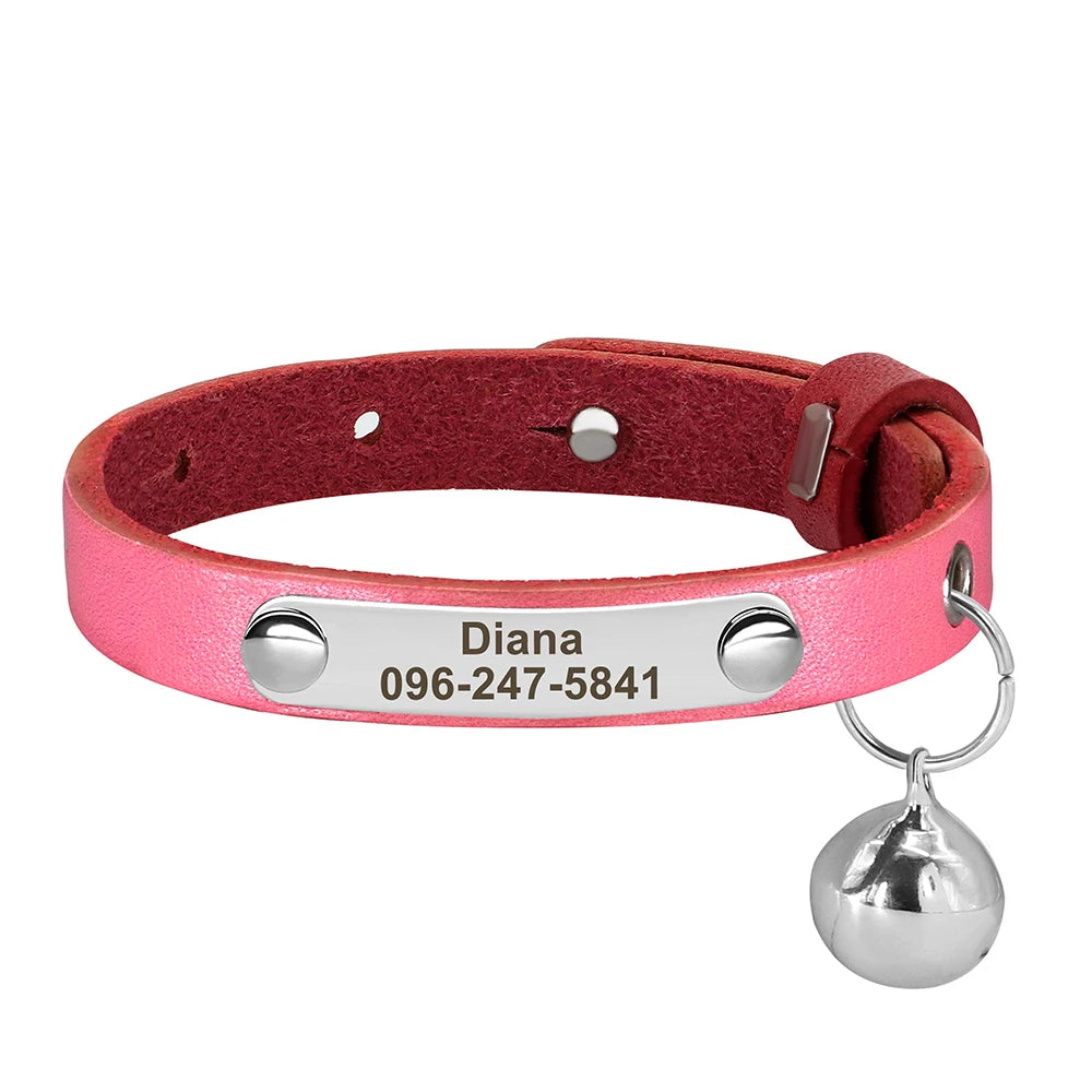 Personalized Leather Cat Collar