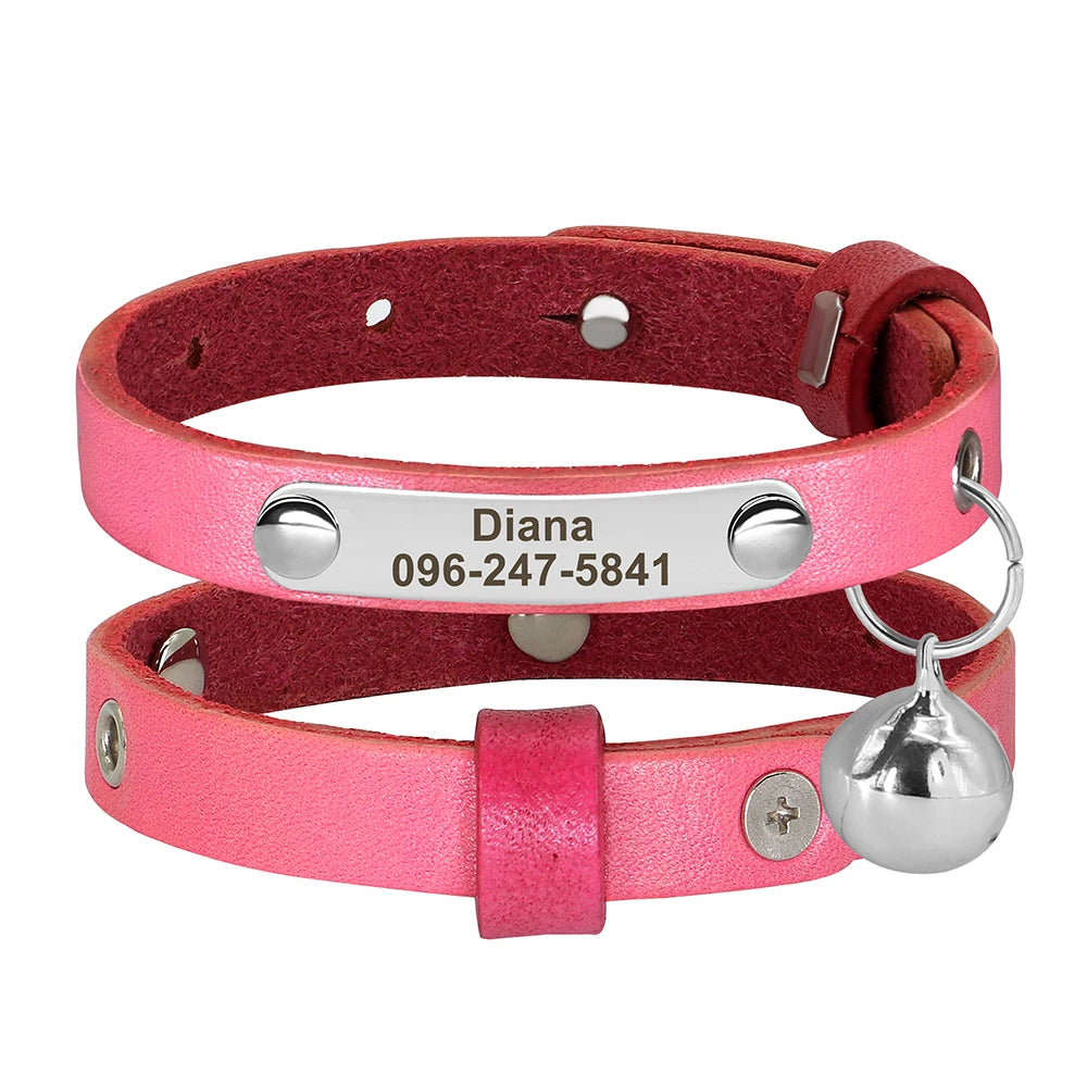 Personalized Leather Cat Collar