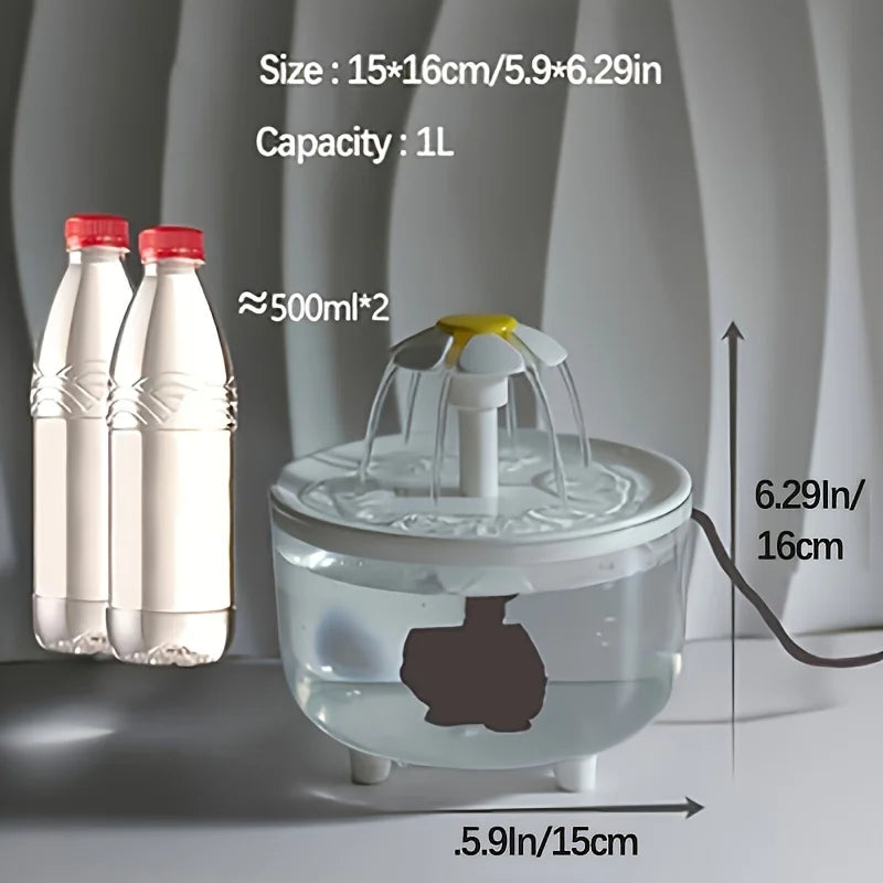 Elektrischer, stummer USB-Trinkbrunnen für Haustiere, 1 l