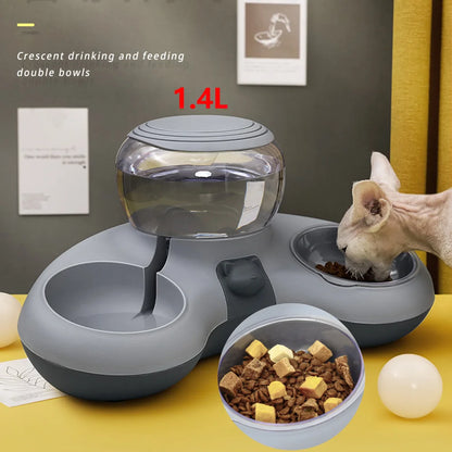 2-in-1 Automatic Pet Water Drinker & Food Bowl