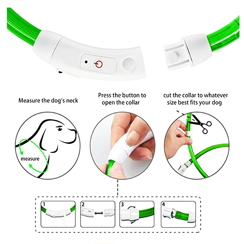 Wiederaufladbares LED-Haustierhalsband über USB