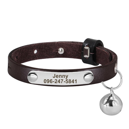 Personalized Leather Cat Collar